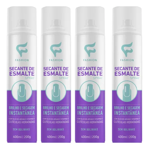 Kit 4 Spray Secante Esmalte Fashion Óleo Argan Vitamina E Foto 1