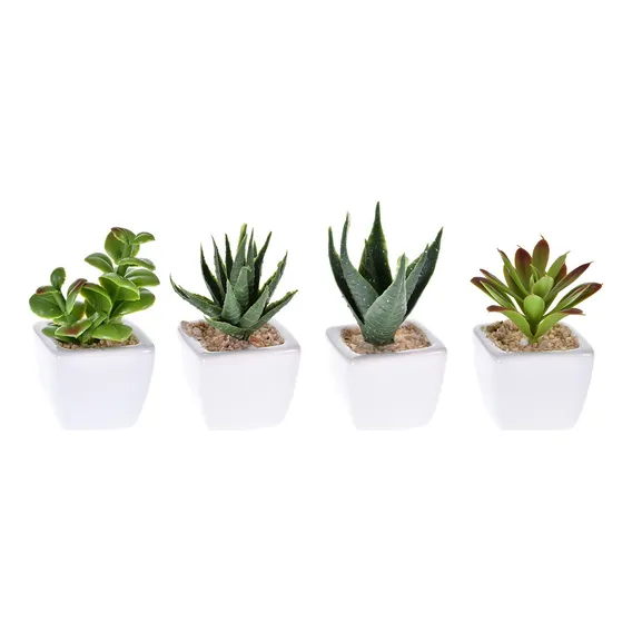 Kit 4 Suculentas Artificiais Decorativas Sortidas Decoração Foto 1
