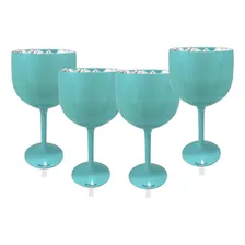 Kit 4 Taças Gin Azul Tiffany Acrílico Copo Gin Foto mini 1