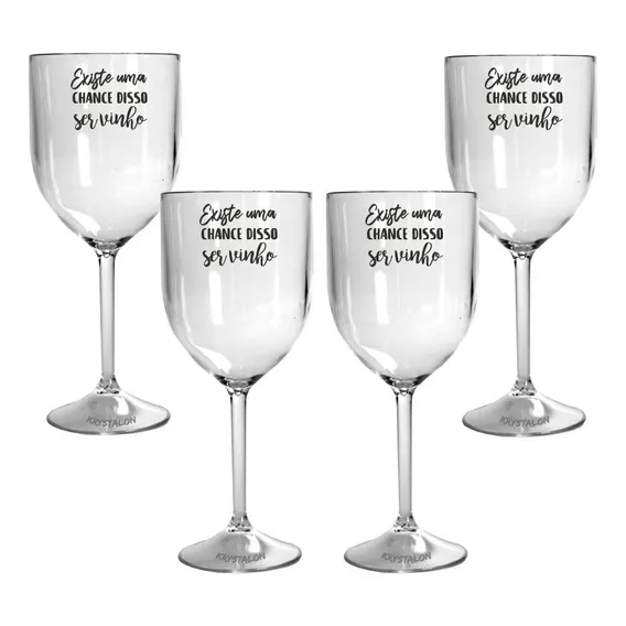 Kit 4 Taças Vinho Acrílico Personalizadas Foto 1