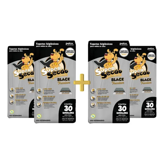 Kit 4 Tapetes Higiênicos Super Secão Black Premium 120 Uni Foto 1