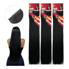 Kit 4 Telas Aplique Cabelo Tic Tac Orgânica Weng 70cm Cor Liso - Preto #1 Foto mini 1