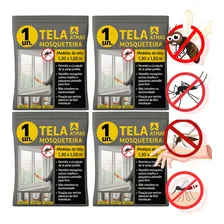 Kit 4 Telas Mosquiteiras Para Janelas Anti-inseto Mosquito Contra Pernilongos 130x150 Anti Mosquito Da Dengue Cor Branco Atmas Foto  mini 1