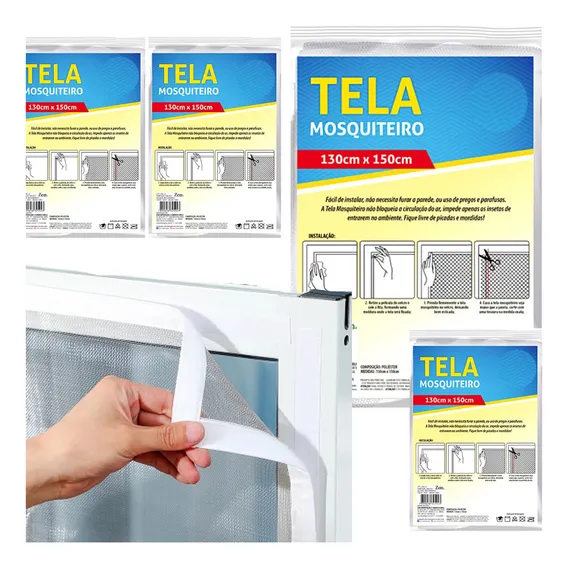 Kit 4 Telas Para Janela Protetora Contra Inseto Mosquito Top Cor Branco Foto 1
