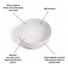 Kit 4 Tigelas Bowl Cumbuca Porcelana Branca 500ml Caldo,açaí Foto mini 2
