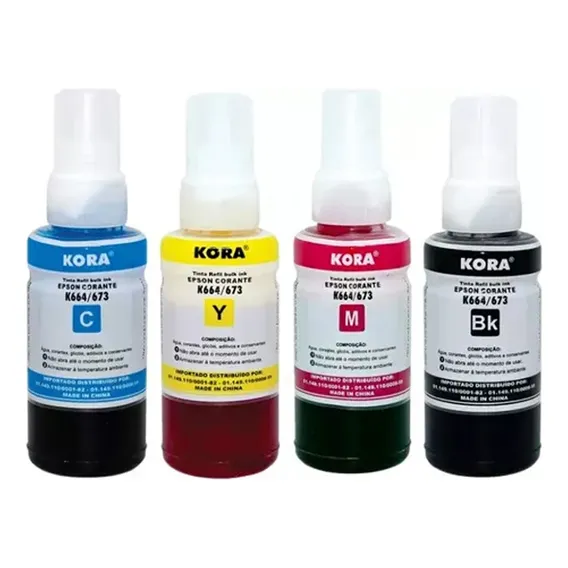 Kit 4 Tinta L220 L375 L355 L395 L365 L455 L800 100ml Tinta Preto/ciano/magenta/amarelo Foto 1
