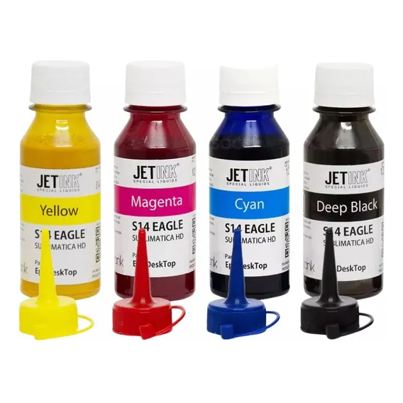 Kit 4 Tintas Sublimáticas Refil Jetink P/ Ecotank Sublimação Tinta Kit C/ 4 Cores Foto 1