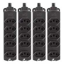 Kit 4 Tomada Barra 5 Posições Régua Extensão 20a Margirius Cor Preto Foto  mini 1