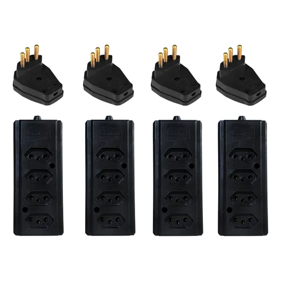 Kit 4 Tomada Barra Quadrupla 20a + Plugue Macho 20a 3 Pinos Foto 1