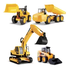 Kit 4 Tratores Escavadeira Miniatura Brinquedo Infantil-roma Cor Amarelo E Preto Foto mini  2
