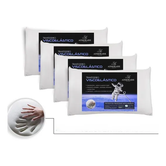 Kit 4 Travesseiro Nasa Antialérgico Super Macio Admirare Cor Branco Foto 1