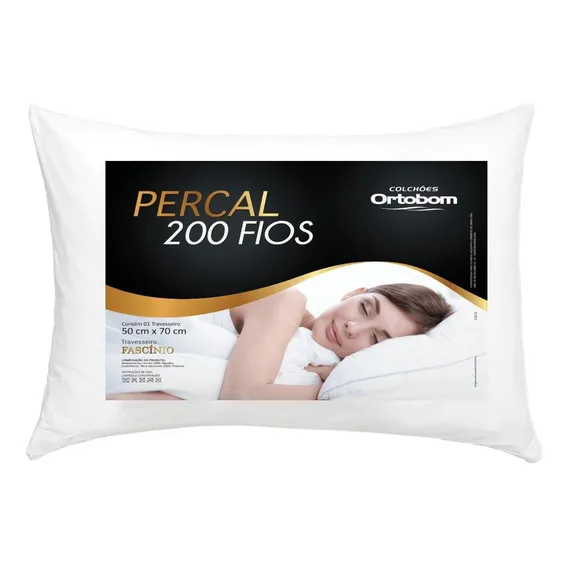 Kit 4 Travesseiro Ortobom Percal 200 Fios 100% Algodão Cor Branco Foto 1