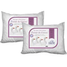 Kit 4 Travesseiros 100% Penas De Ganso 45x65cm Daune Cor Branco Foto mini 4