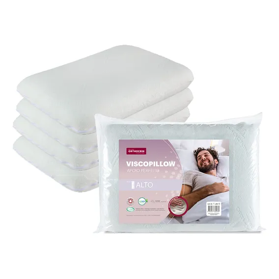 Kit 4 Travesseiros Viscopillow Alto Espuma Viscoelástica Nasa Orthocrin Foto 1