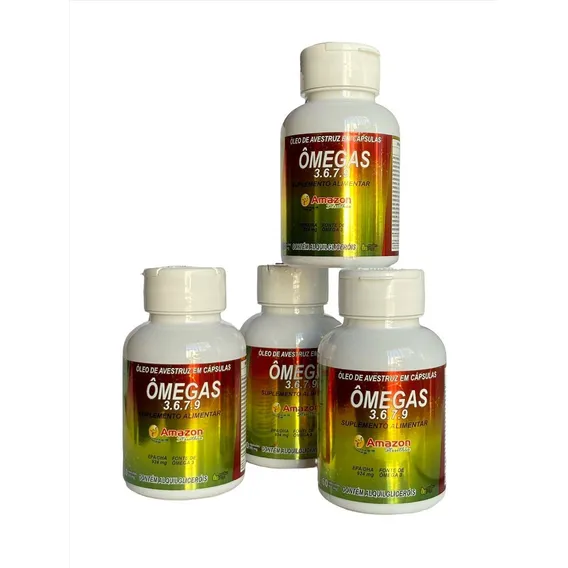 Kit 4 Un Óleo De Avestruz Em Cápsula Amazon Struthio 60 Cap Sabor Natural Foto 1
