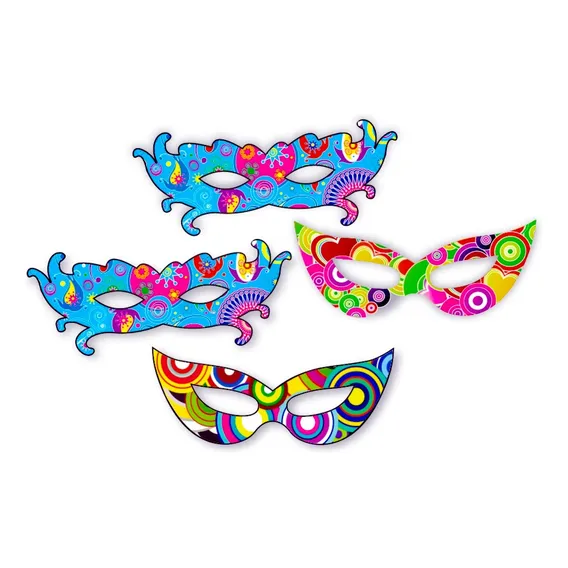 Kit 4 Unid. - Enfeite Mascara Carnaval Parede Foto 1