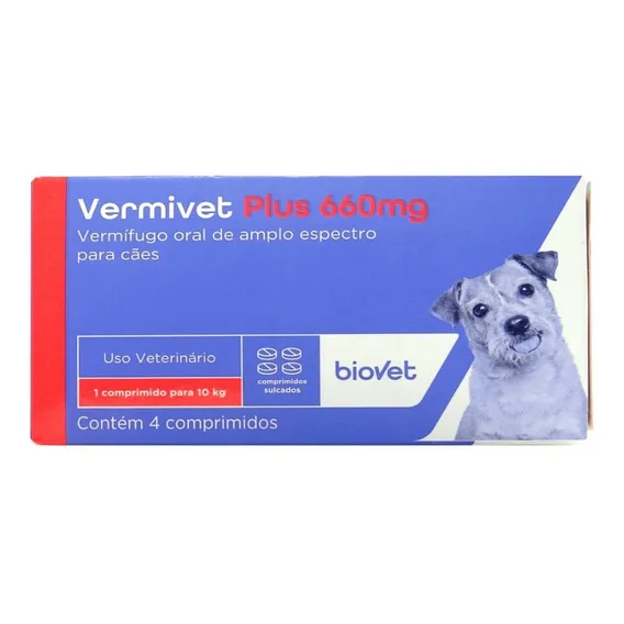 Kit 4 Vermivet Plus 660mg C/ 4 Comprimidos- Biovet Foto 1