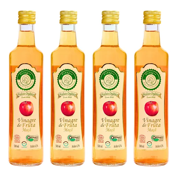 Kit 4 Vinagre De Maçã Orgânico Acidez 4,2% São Francisco 500ml Foto 1