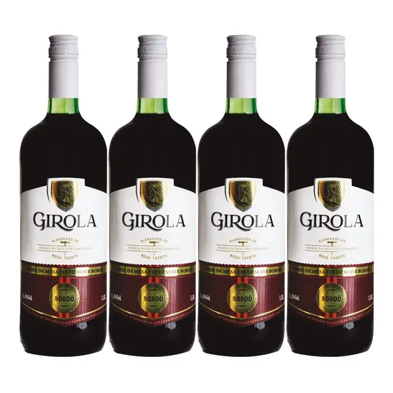 Kit 4 Vinho Girola Tinto De Mesa Suave Bordo Garrafa 1 Litro Foto 1