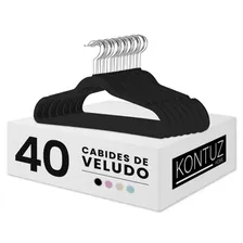 Kit 40 Cabide Infantil Veludo Cabide Infantil aveludado Slim Antideslizante Ultra Fino Kontuz Cor Preto Foto mini 1