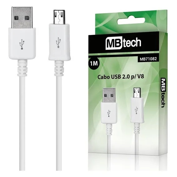 Kit 40 Cabos Microusb X Usb Carregador V8 1m Branco Atacado Foto 1