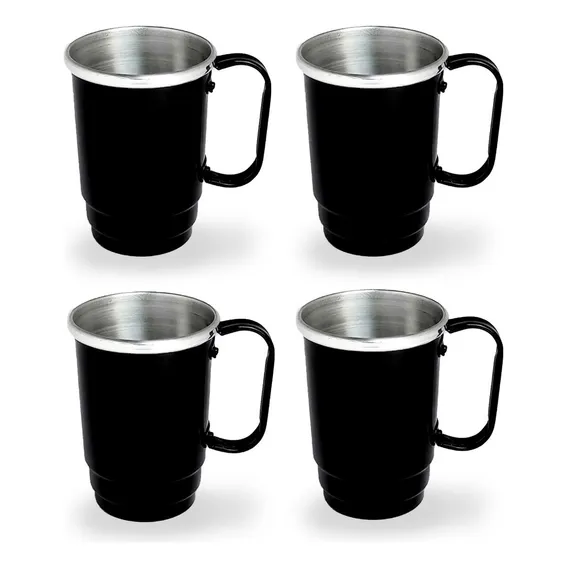 Kit 40 Caneca Borda Polida 350ml Cerveja AlumÃnio Chopp Cor Preto Foto 1