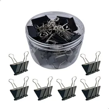 Kit 40 Clips Borboleta Prendedor De Papel Binder Preto 19mm Foto mini 1