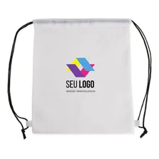Kit 40 Mochilas Saco Sacochila Poliéster Personalizada Cor Branco Lisa Foto  mini 1