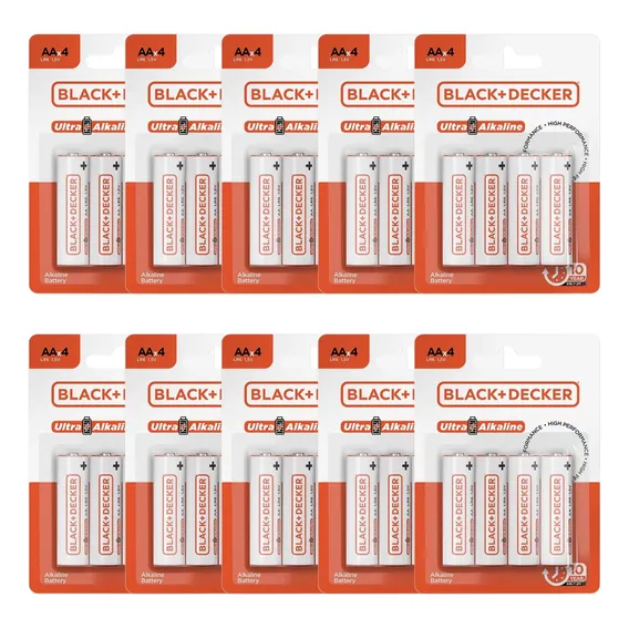 Kit 40 Pilhas Alcalina Aa Lr6 10 Cartelas Black+decker Foto 1