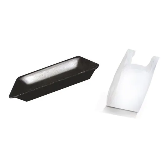 Kit 400 Bandeja Isopor Preta B02 Funda + Sacola Branca 38x48 Foto 1