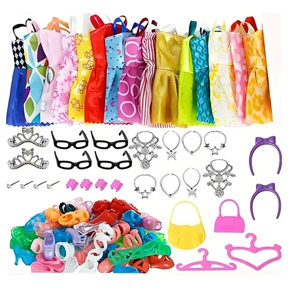 Kit 42p莽 Roupinha Para Boneca Roupa Acess贸rios Bolsa Vestido Foto 1