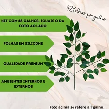 Kit 48 Galhos Folhagem Decorativa Ficus Artificial Premium Cor Verde Foto mini  2