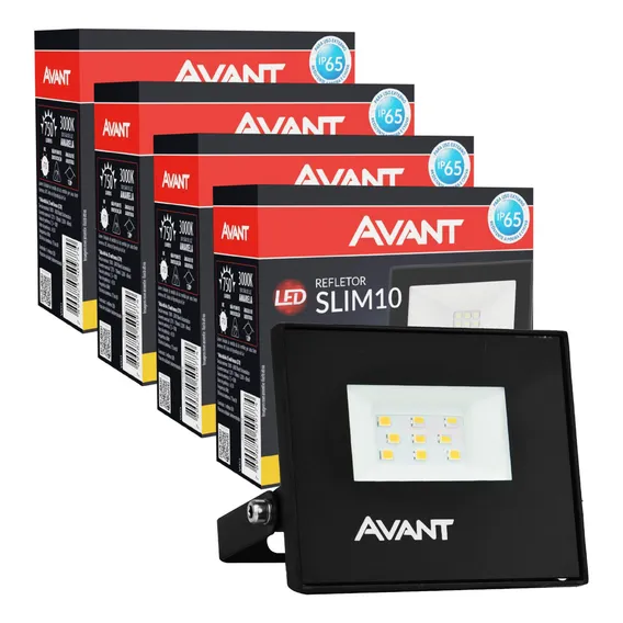 Kit 4un Refletor Holofote Led 10w Prova Dágua Bivolt - Avant Foto 1