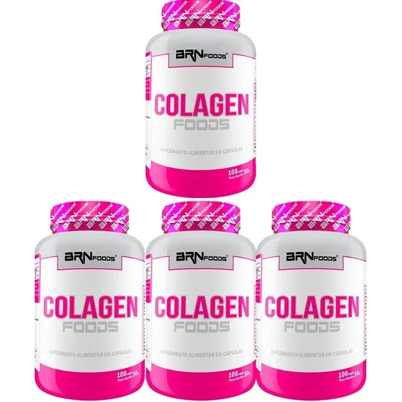 Kit 4x Colágeno Hidrolisado Pote 400 Capsulas Sabor Vitamina Foto 1