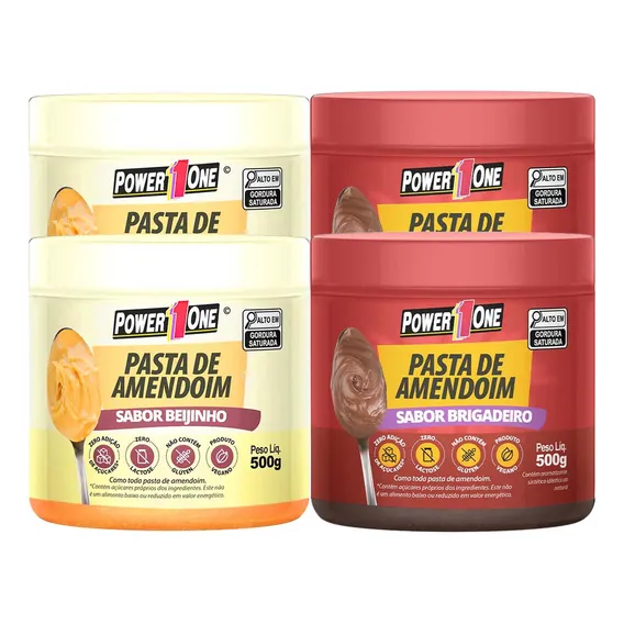 Kit 4x Pasta De Amendoim Brigadeiro E Beijinho Power1one Foto 1