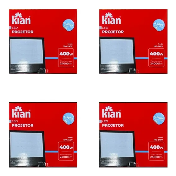 Kit 4x Refletor Kian 400w 6500k Branco Frio Bivolt Ip65 Foto 1