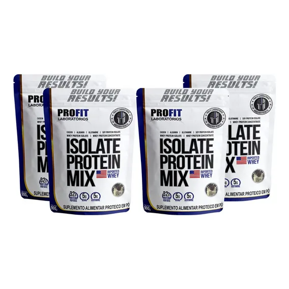 Kit 4x Whey Protein Isolate Mix - 900g Cada - Profit Sabor Baunilha Foto 1