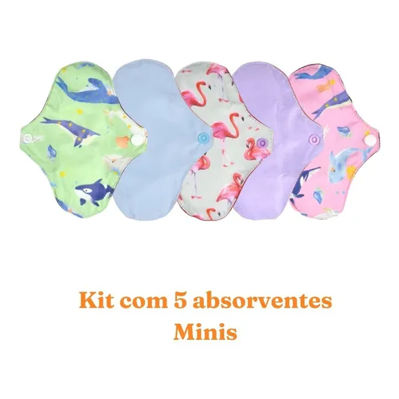 Kit 5 Absorventes De Pano Ecol贸gico Lav谩vel - Mini T么 de Pano Mini - 5 - Kit - 5 Foto 1