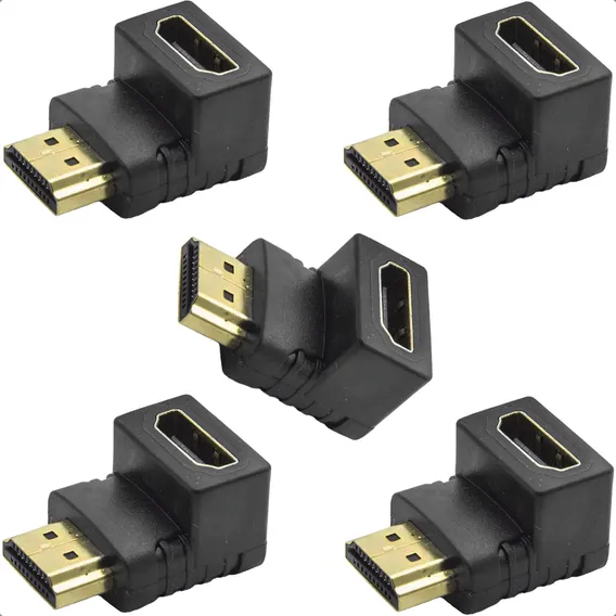 Kit 5 Adaptador Hdmi Curva 90 Graus Em L Macho X Fêmea Tv Foto 1