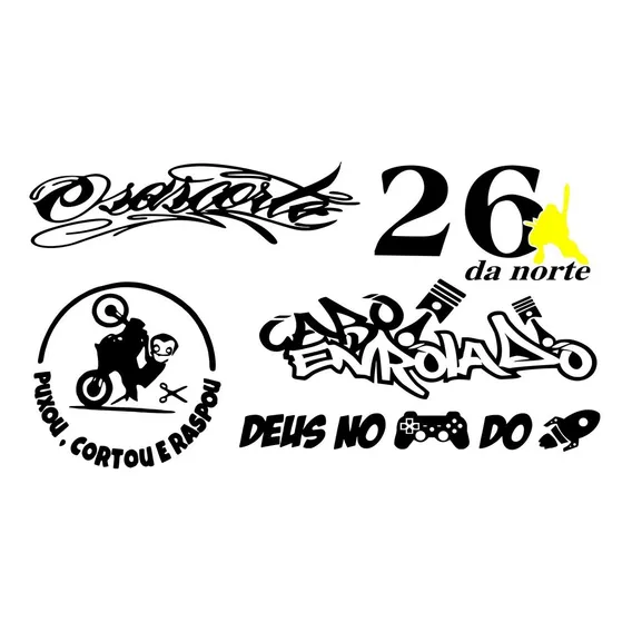 Kit 5 Adesivos Cabo Enrolado 26 Da Norte Grau Osascorte Moto Cor Preto Foto 1