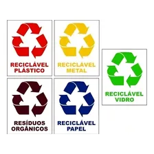 Kit 5 Adesivos Lixo Reciclável Modelos Padrões 20x15 Cm Foto  mini 1