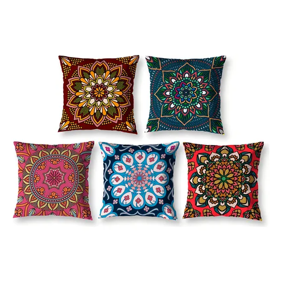 Kit 5 Almofadas Cheias 40cm X 40cm Estampadas Mandala Foto 1