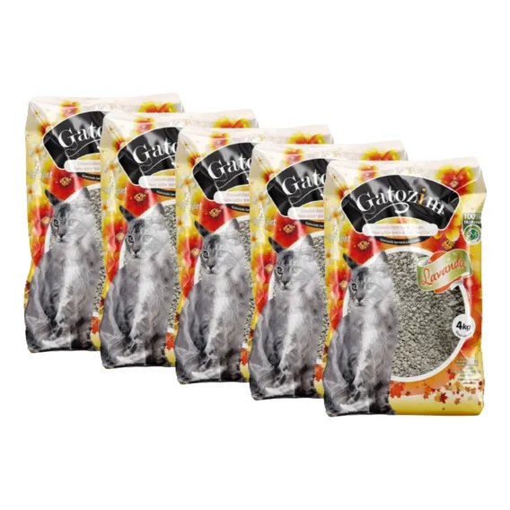 Kit 5 Areia Sanitária Higiênica Gatos Gatozim 4kg Lavanda Foto 1