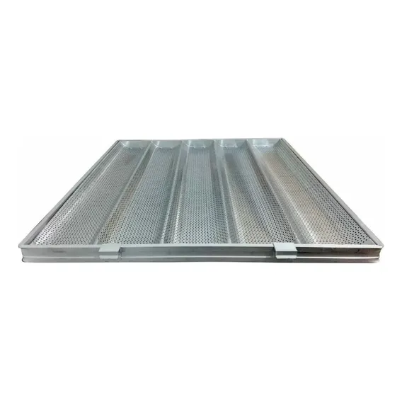 Kit 5 Assadeira PĂŁo FrancĂȘs 5 Ondas Canaletada 68x58 Alum Cor Prateado Foto 1