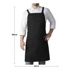Kit 5 Aventais Com Bolso Frontal Bares Restaurantes Padaria Cor Preto Desenho do tecido Liso Foto mini 1