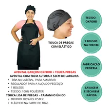 Kit 5 Avental + Touca Gorro Cozinheira Padaria Cozinha Food Cor Preto Desenho do tecido Liso Foto mini 2
