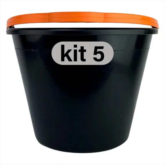 Kit 5 Balde Preto Plastico Reforçado 12l Foto 1