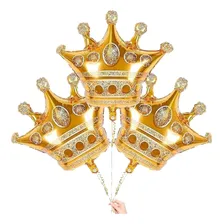 Kit 5 Balões, Balão Coroa Metalizado Dourado Gigante 73cm Foto mini  2