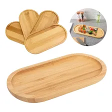 Kit 5 Bandeja Bambu Oval Travessa Gamela Porções Ecológica Foto  mini 1