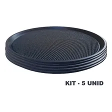 Kit 5 Bandeja Garçom Antiderrapante Preta Ekenox Foto  mini 1